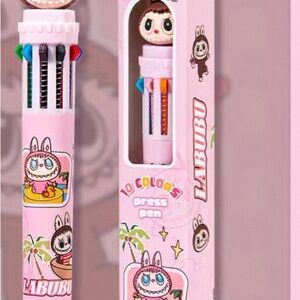 Pink 10-Color Press Pen for Kids